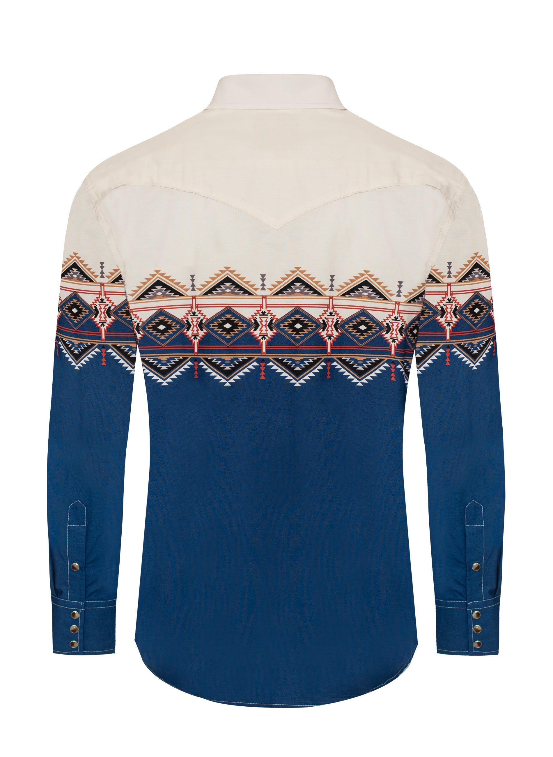 Men's Western Pearl Snap Print Shirt-PS100L-1087