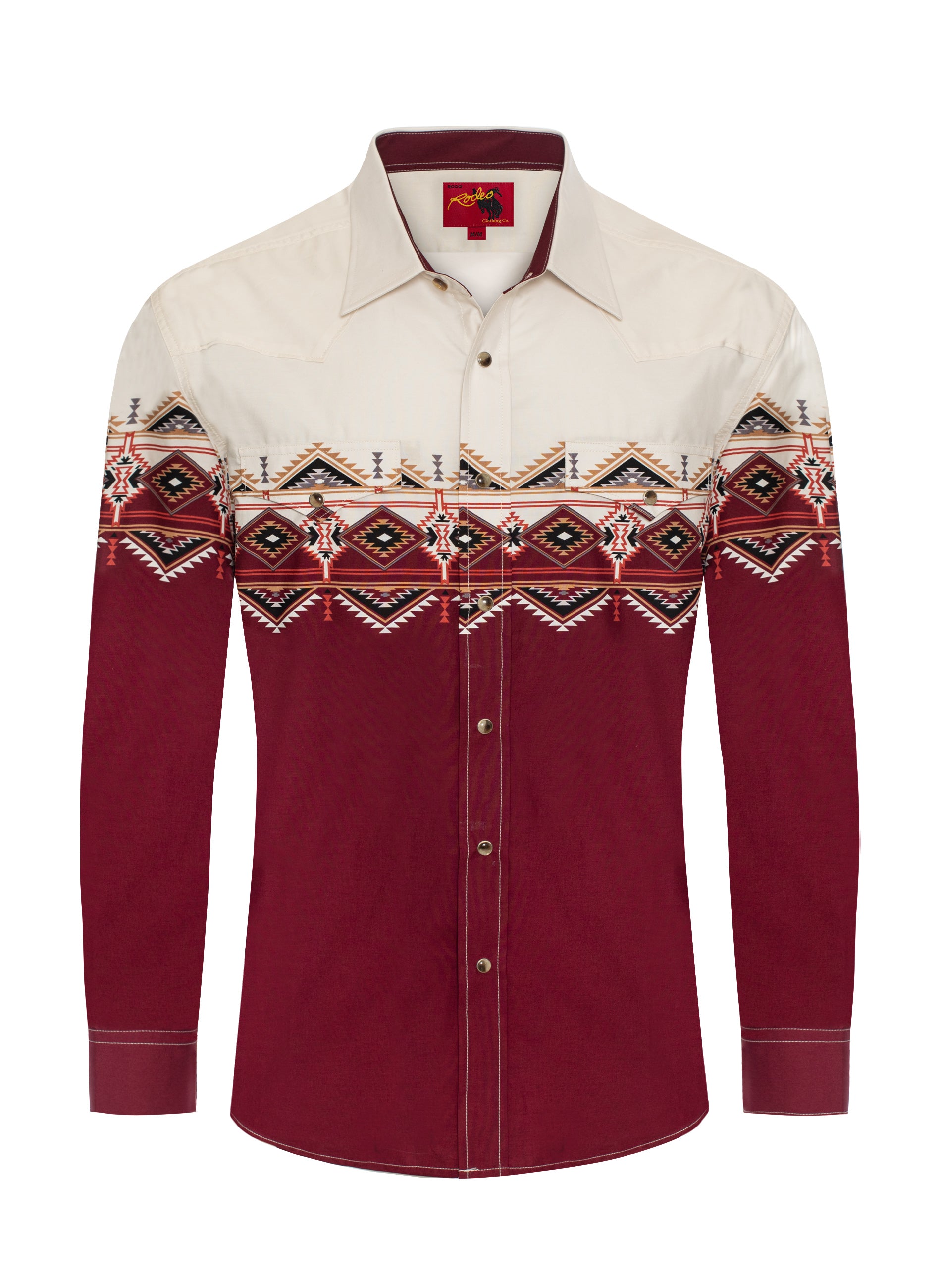 Men's Western Pearl Snap Print Shirt-PS100L-1088