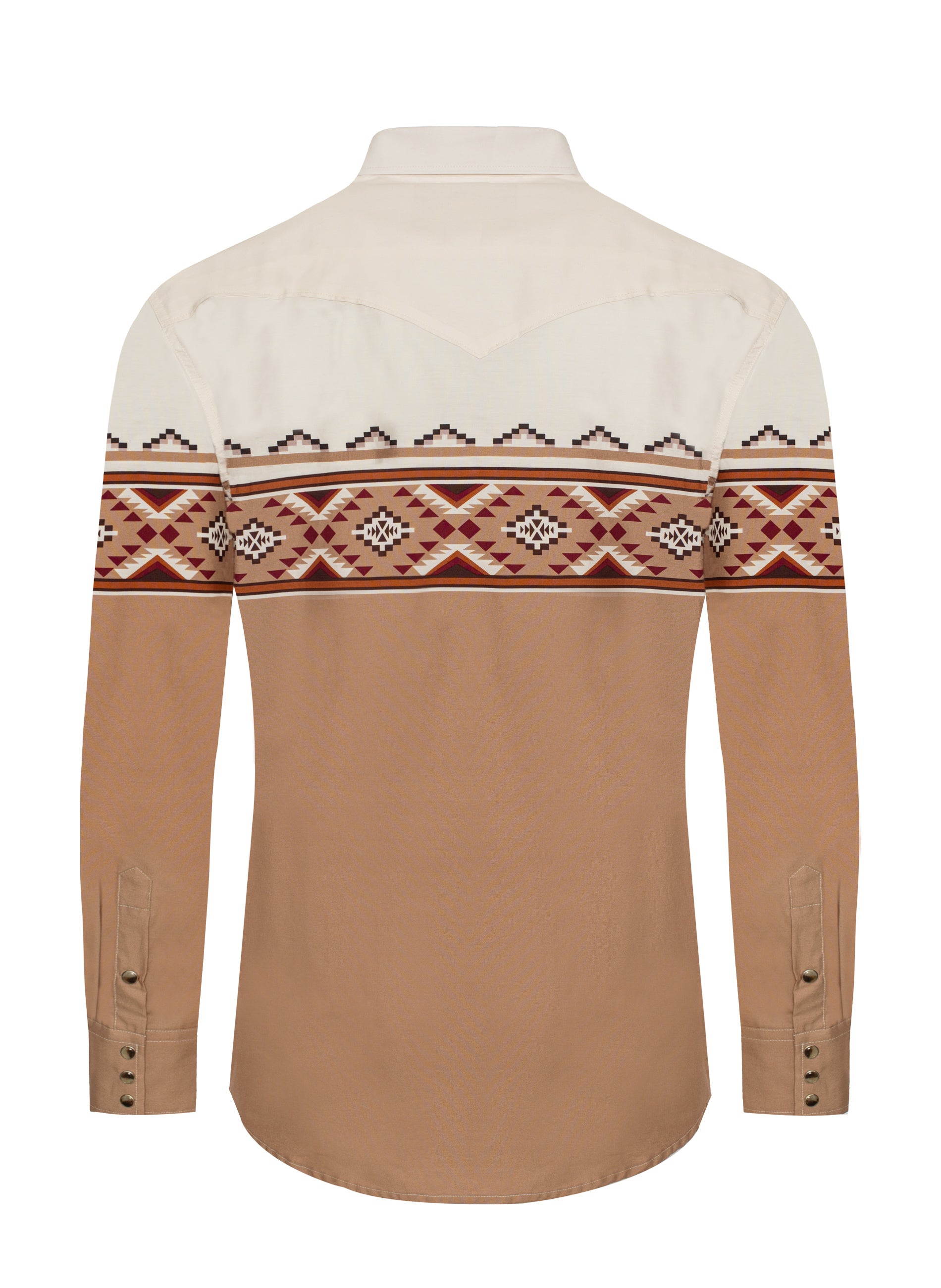 Men's Western Pearl Snap Print Shirt-PS100L-1089