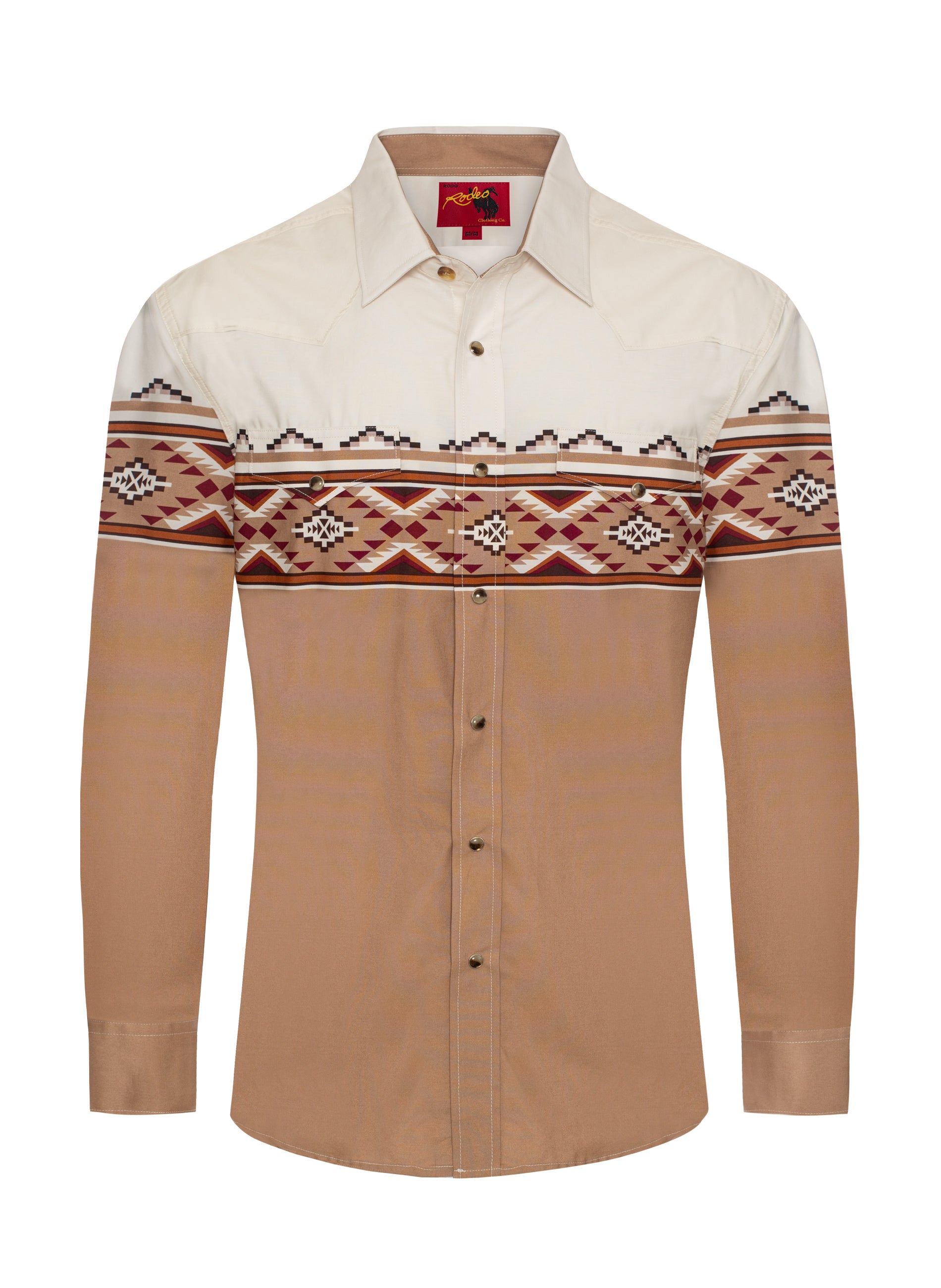 Men's Western Pearl Snap Print Shirt-PS100L-1089