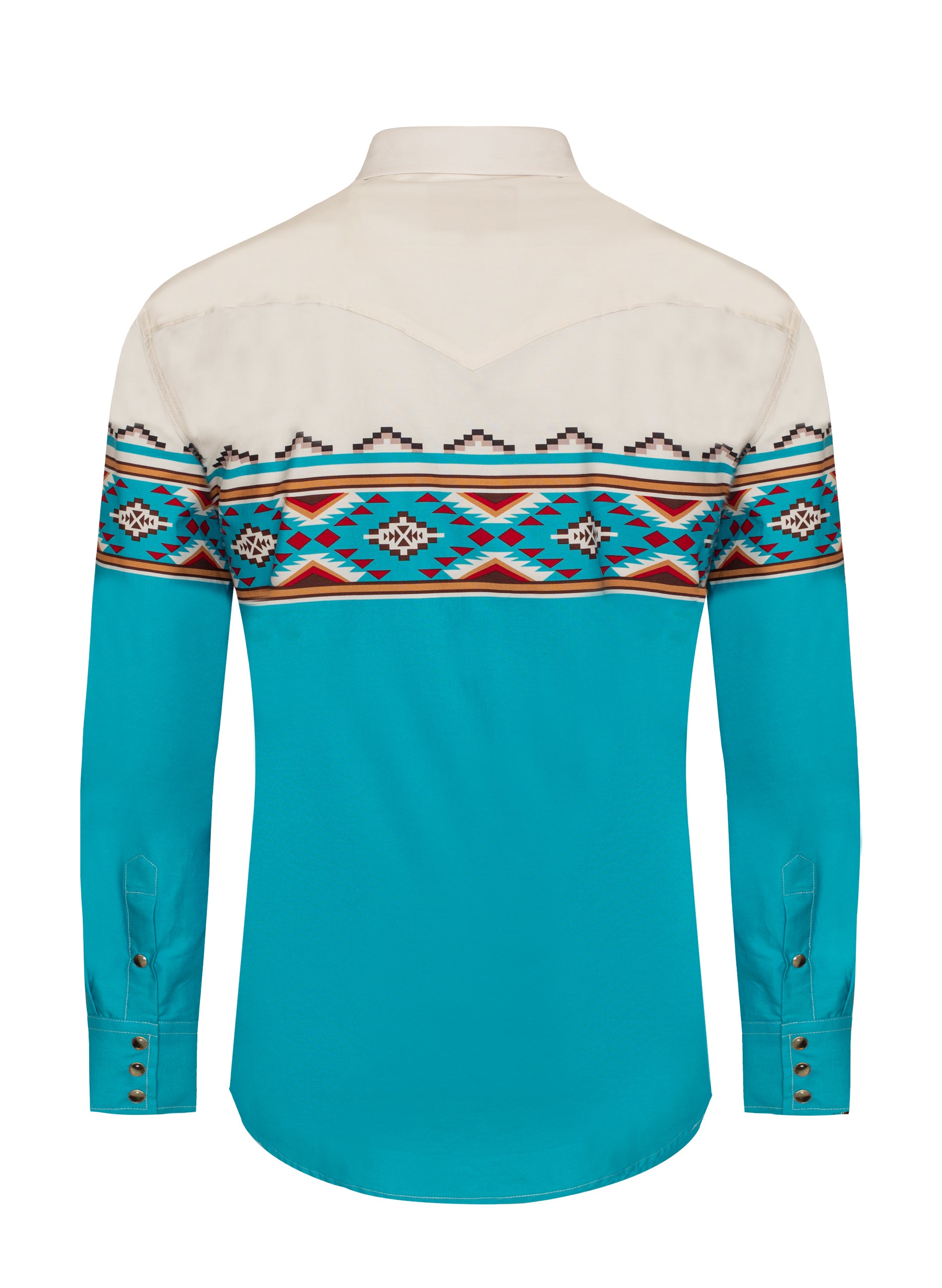 Men's Western Pearl Snap Print Shirt-PS100L-1090