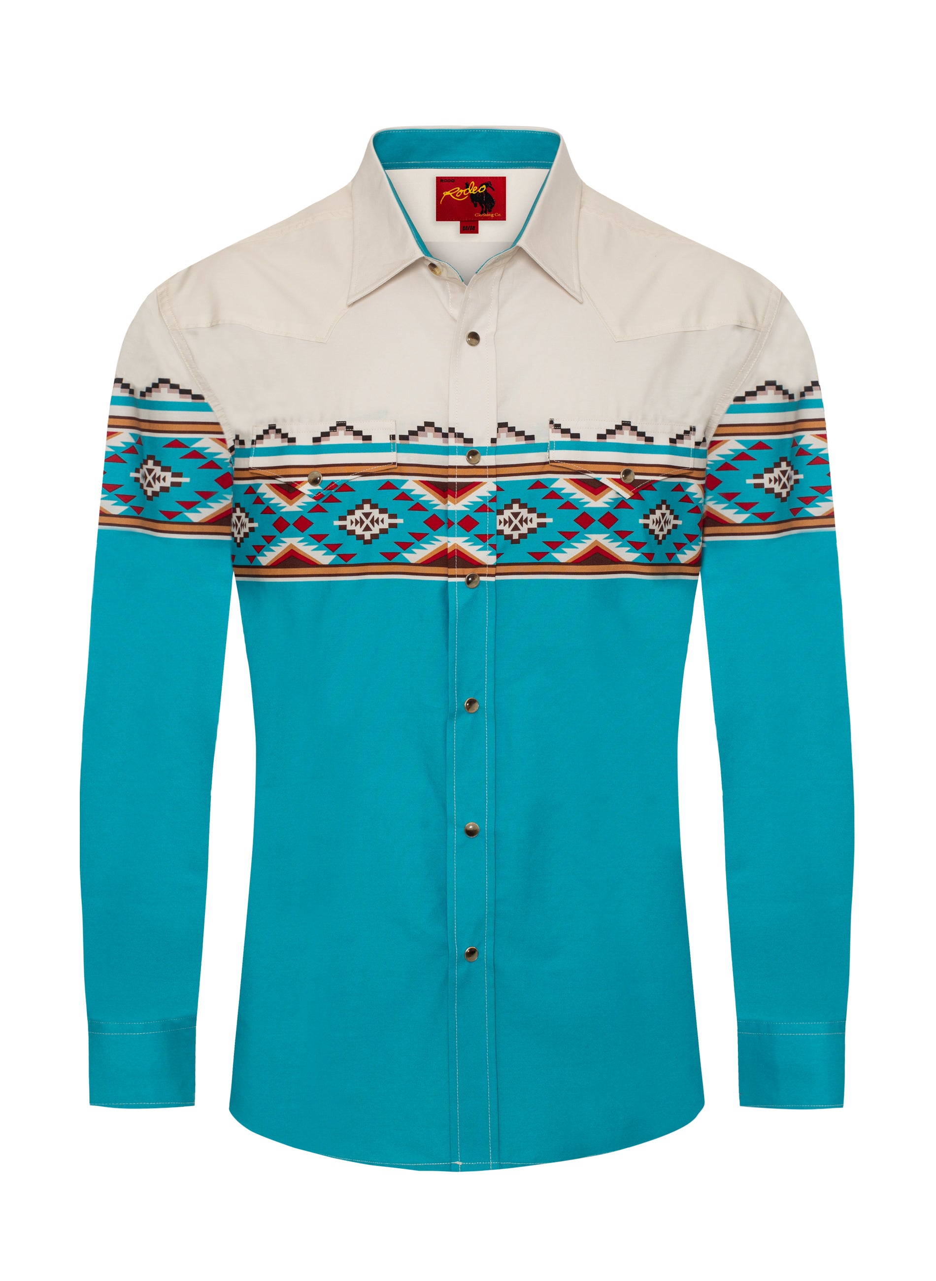 Men's Western Pearl Snap Print Shirt-PS100L-1090