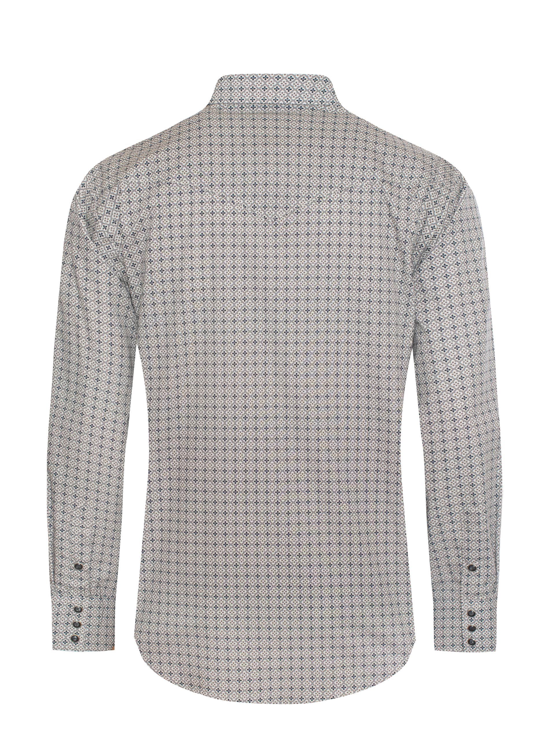 Men's Western Pearl Snap Print Shirt-PS100L-1108