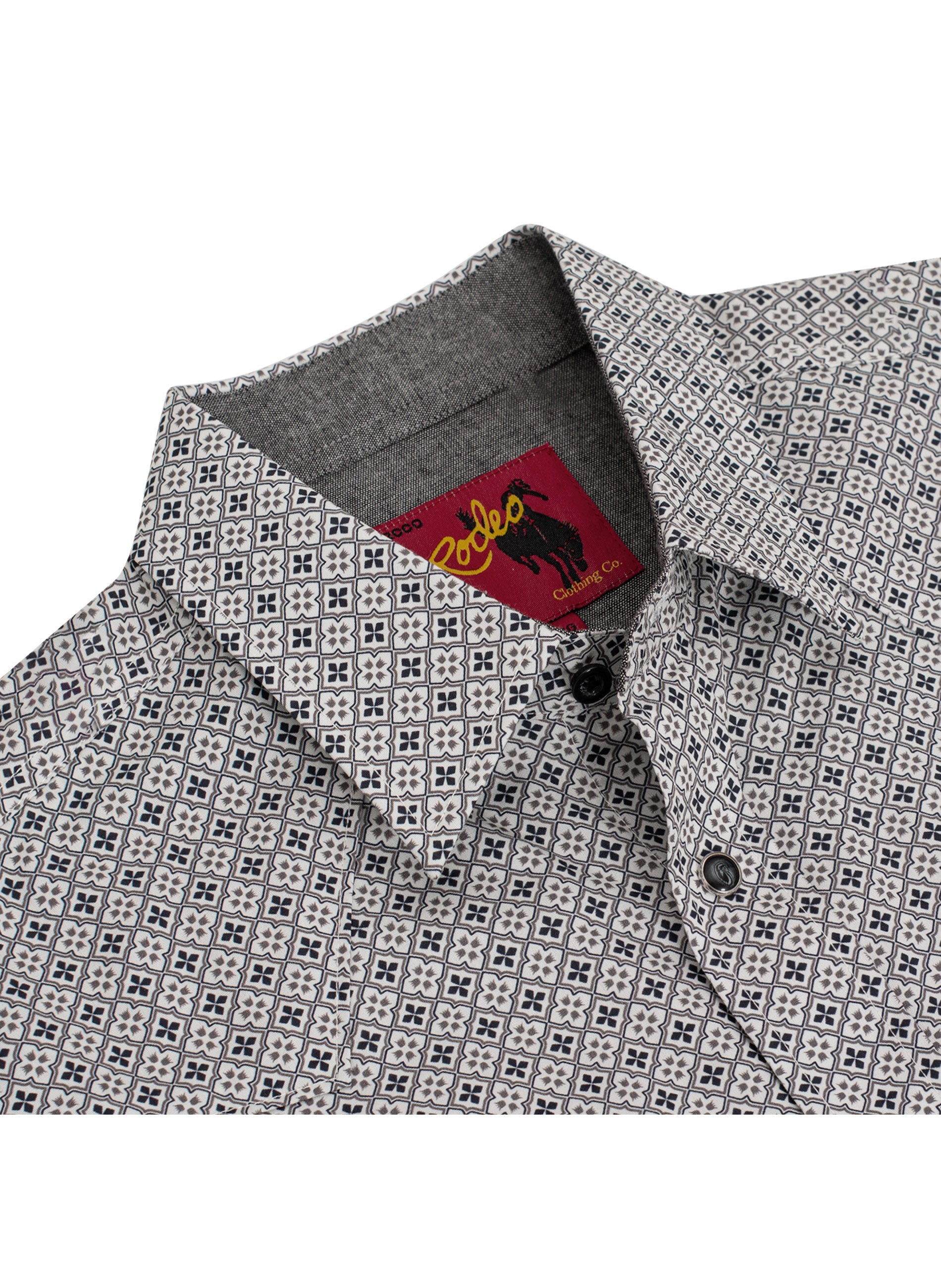 Men's Western Pearl Snap Print Shirt-PS100L-1108