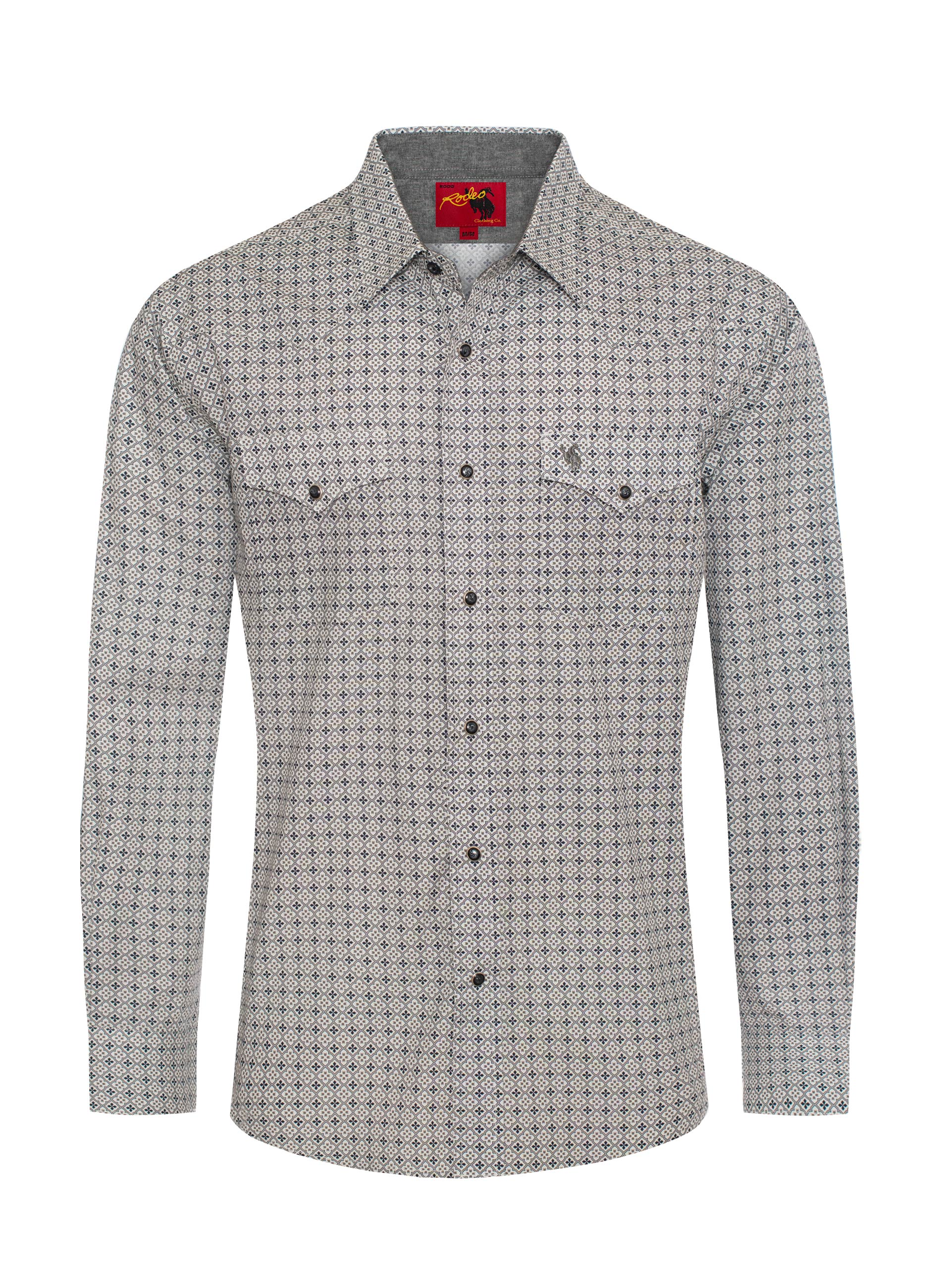Men's Western Pearl Snap Print Shirt-PS100L-1108