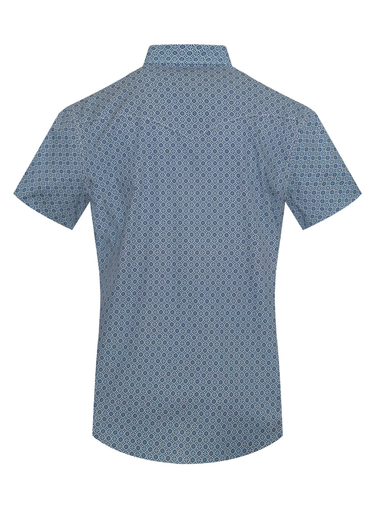 Men's Short Sleeve Pearl Snap Print Shirt-PS100S-1095