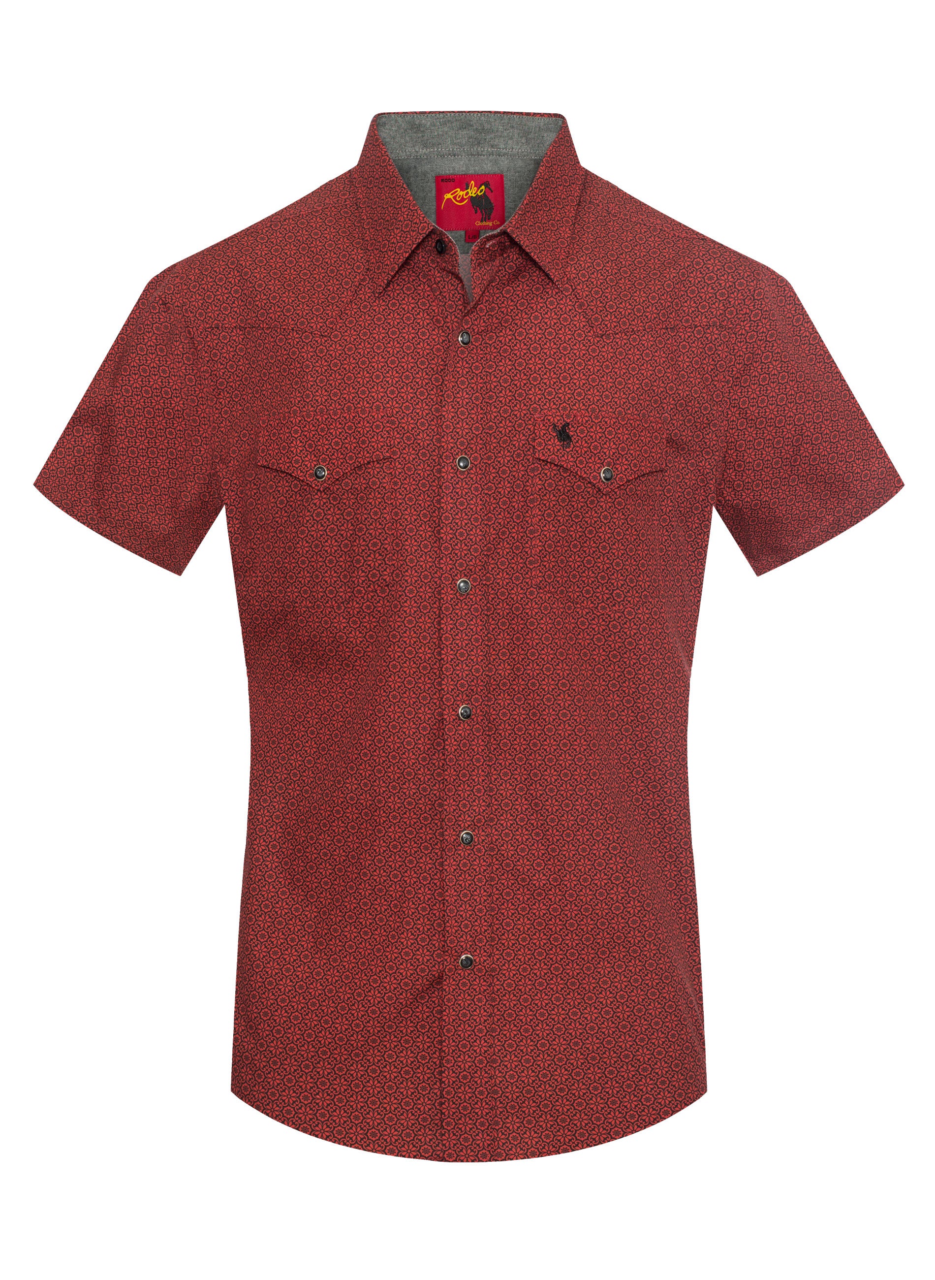 Men's Short Sleeve Pearl Snap Print Shirt-PS100S-1096