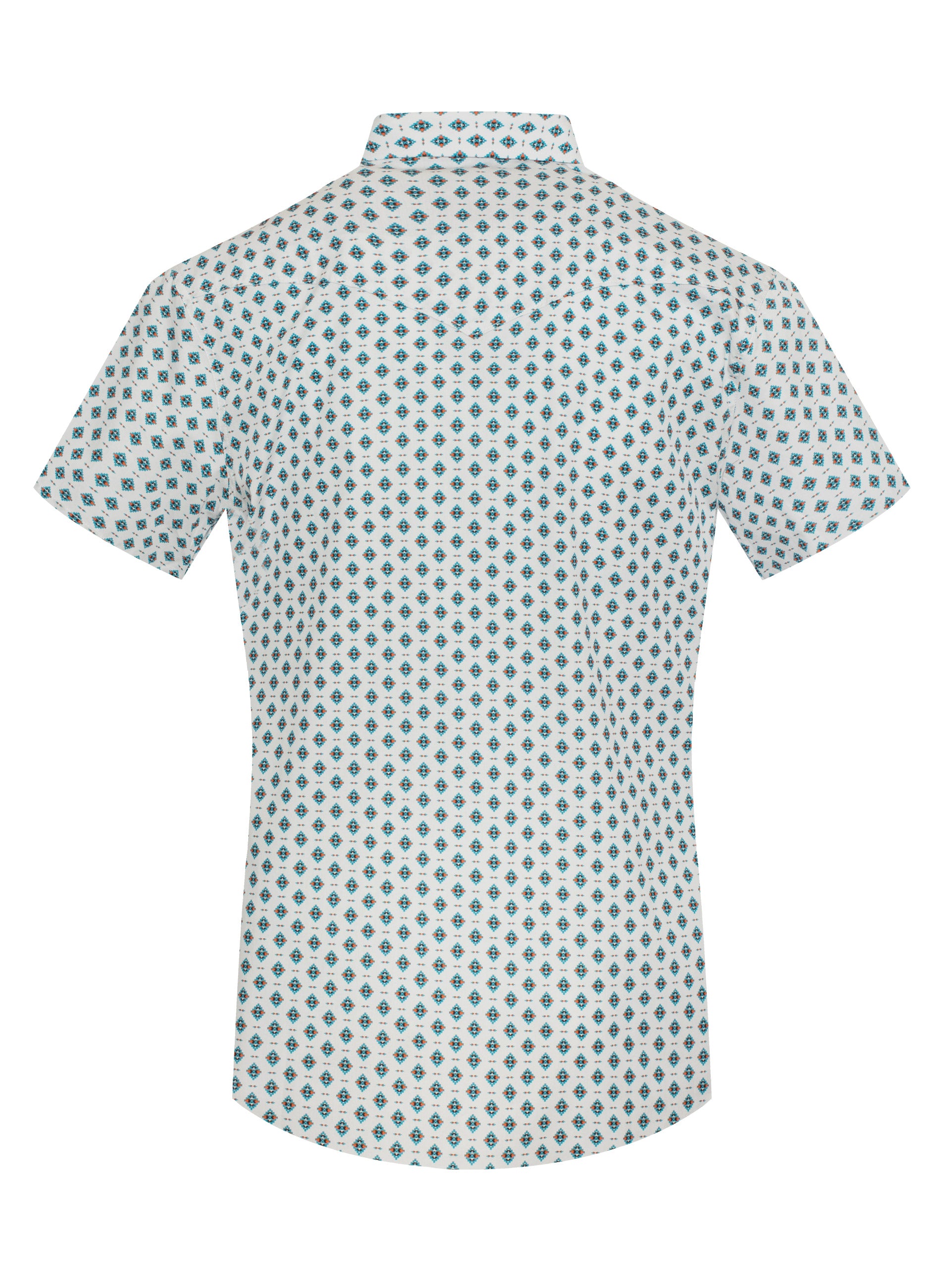 Men's Short Sleeve Pearl Snap Print Shirt-PS100S-1097