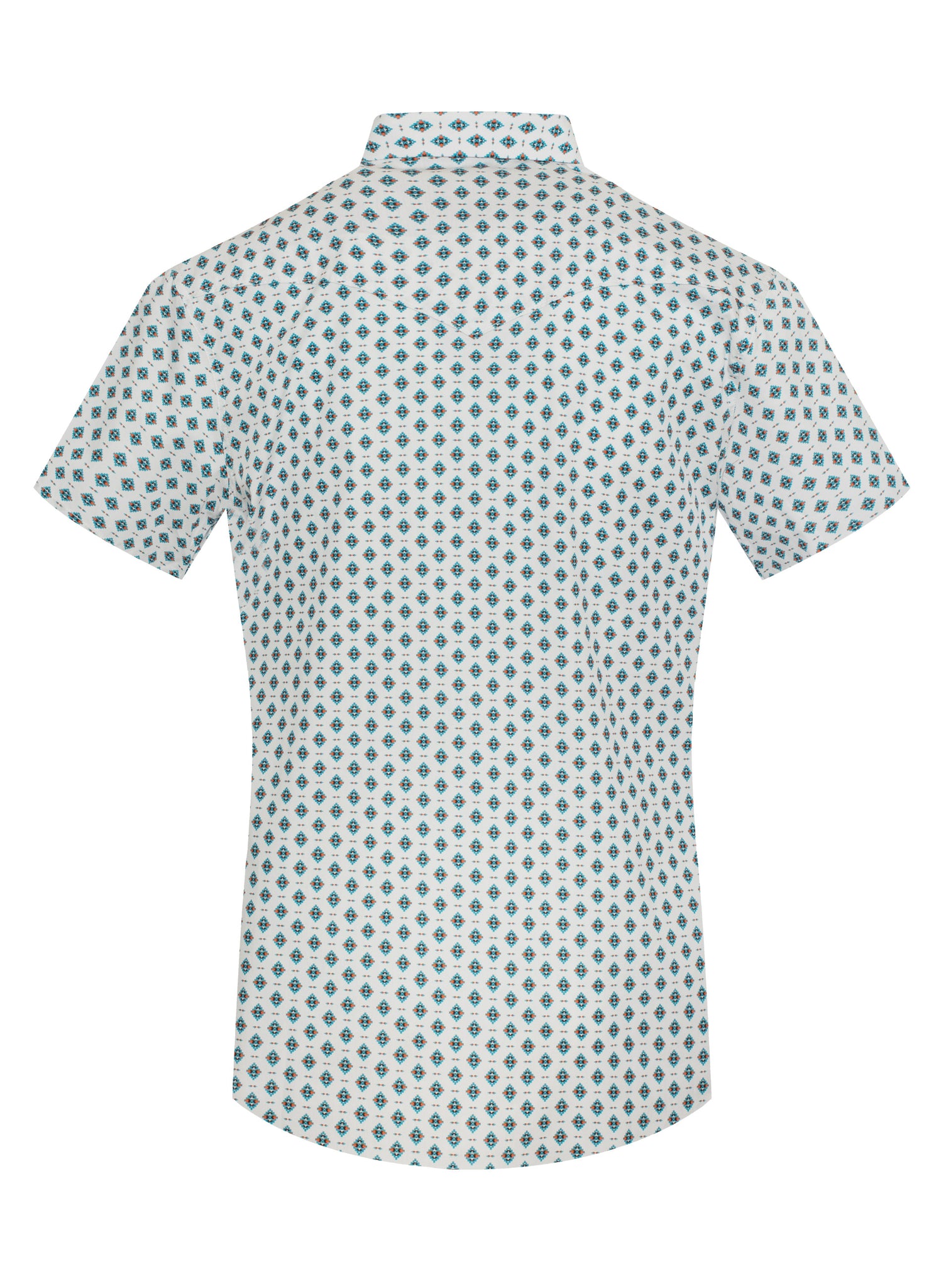 Men's Short Sleeve Pearl Snap Print Shirt-PS100S-1097
