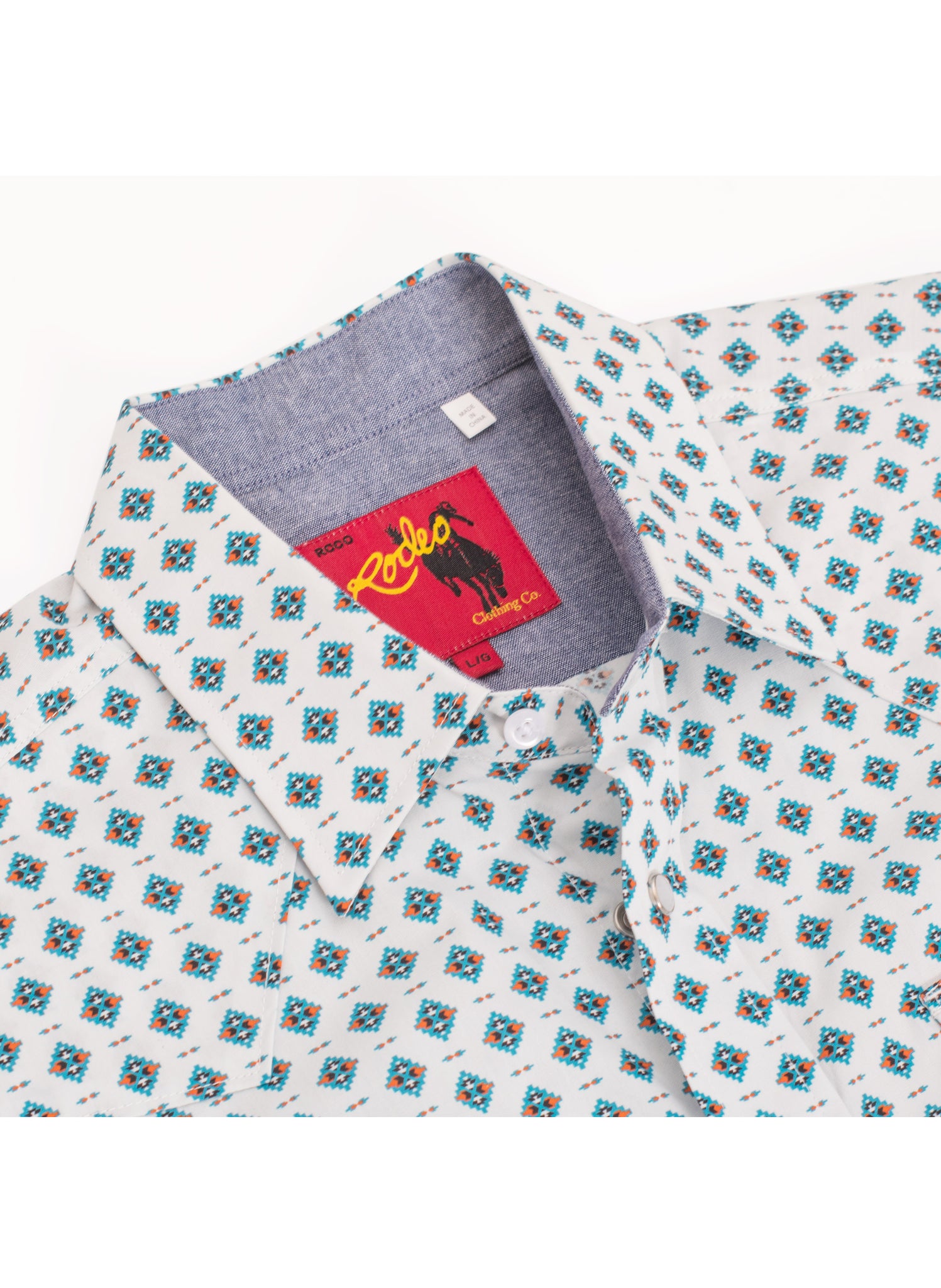 Men's Short Sleeve Pearl Snap Print Shirt-PS100S-1097