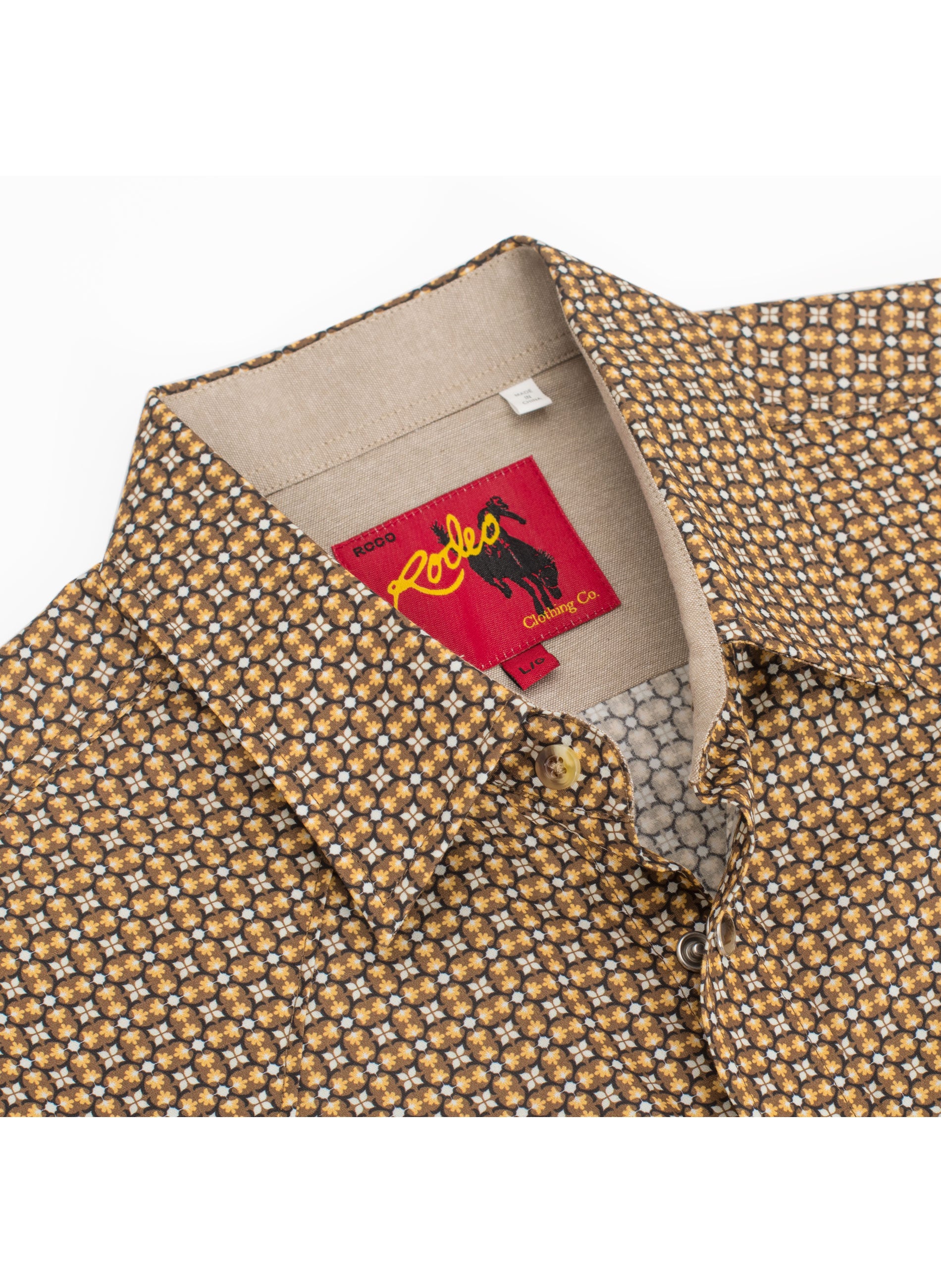 Men's Short Sleeve Pearl Snap Print Shirt-PS100S-1099