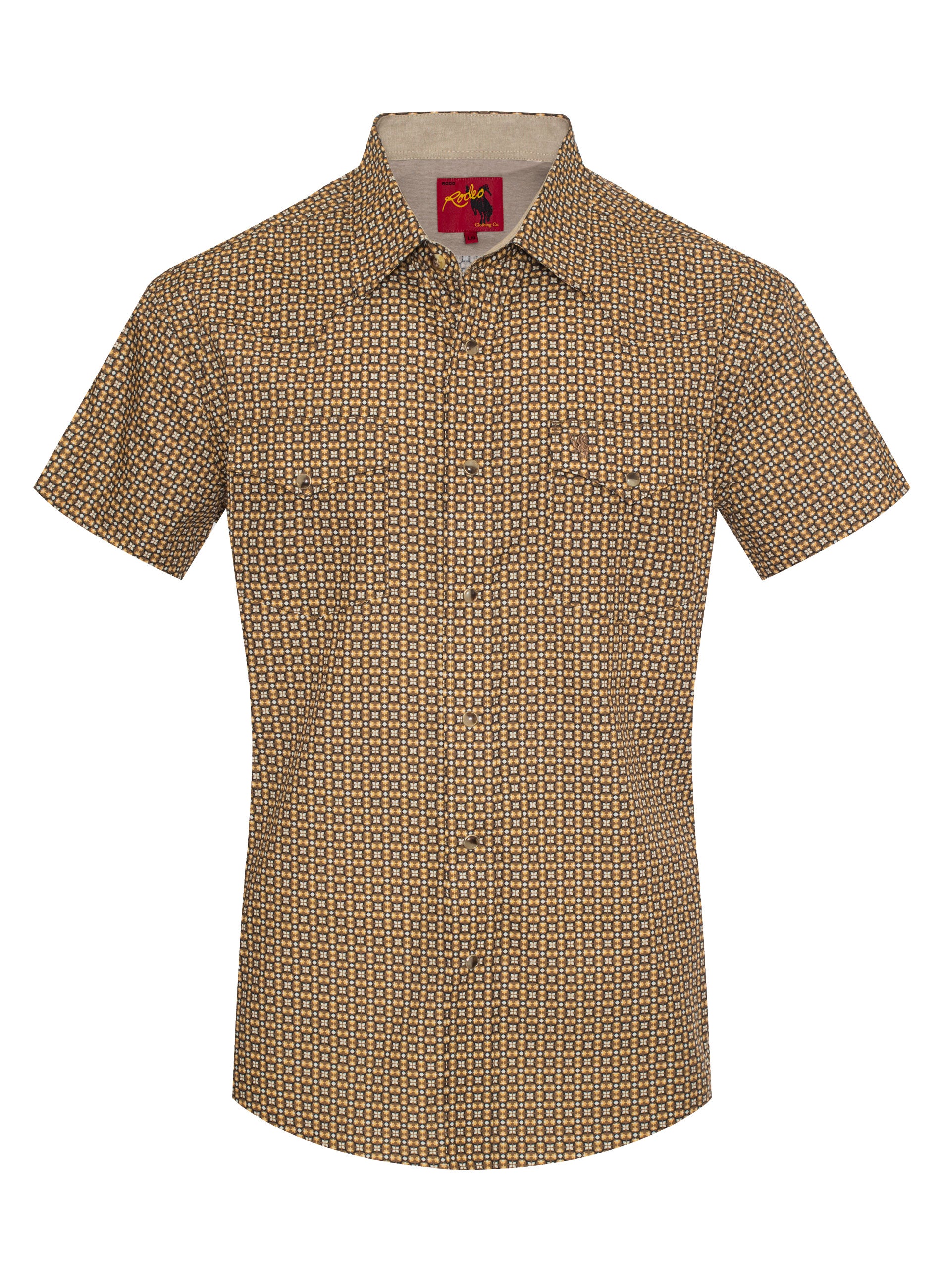 Men's Short Sleeve Pearl Snap Print Shirt-PS100S-1099
