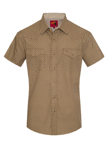 Men's Short Sleeve Pearl Snap Print Shirt-PS100S-1099