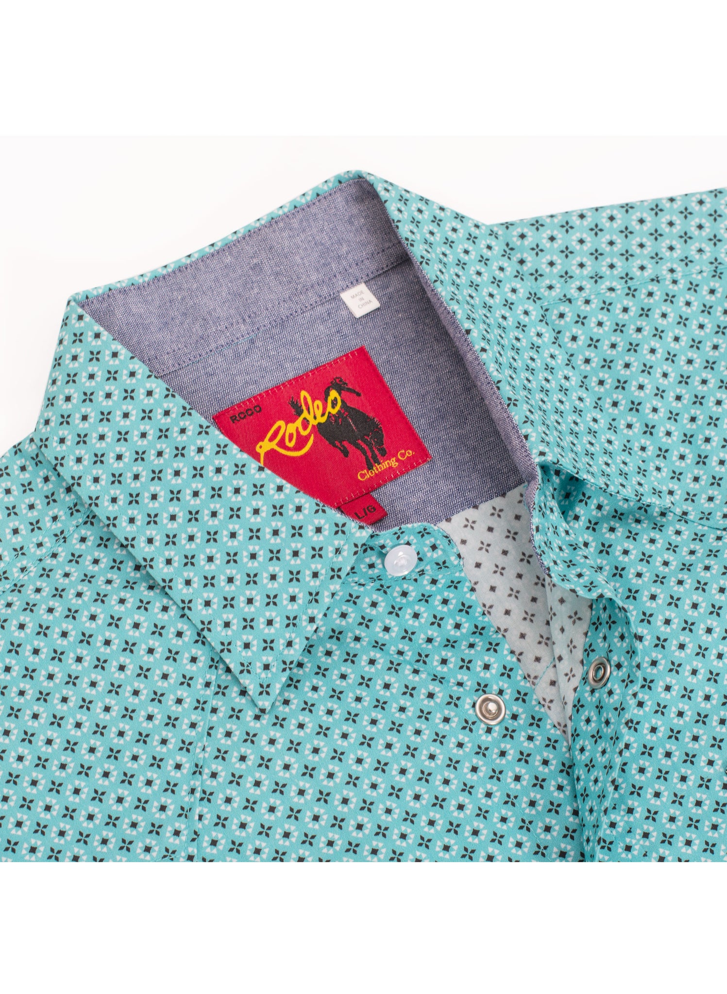Men's Short Sleeve Pearl Snap Print Shirt-PS100S-1100
