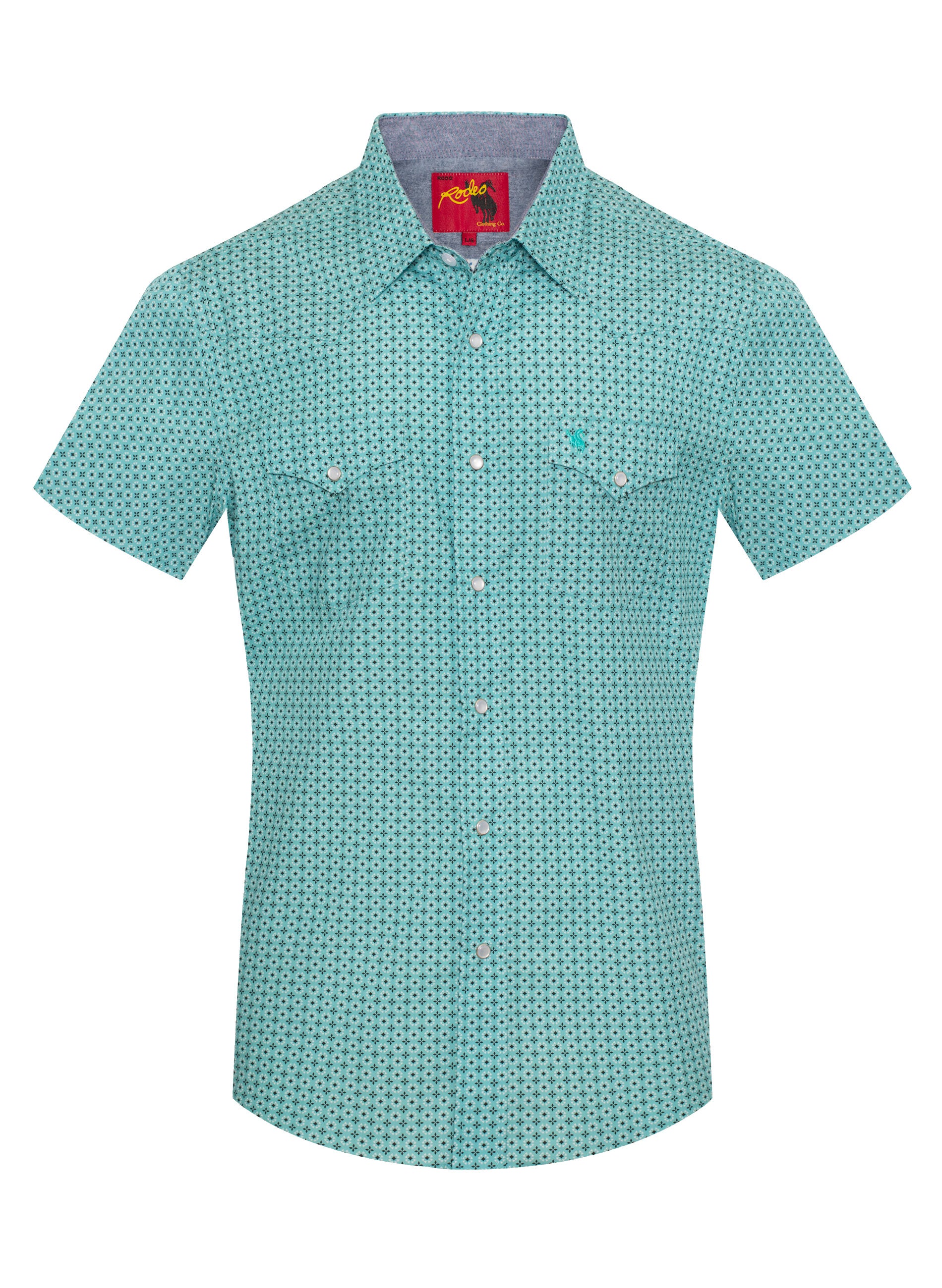 Men's Short Sleeve Pearl Snap Print Shirt-PS100S-1100