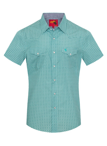 Men's Short Sleeve Pearl Snap Print Shirt-PS100S-1100