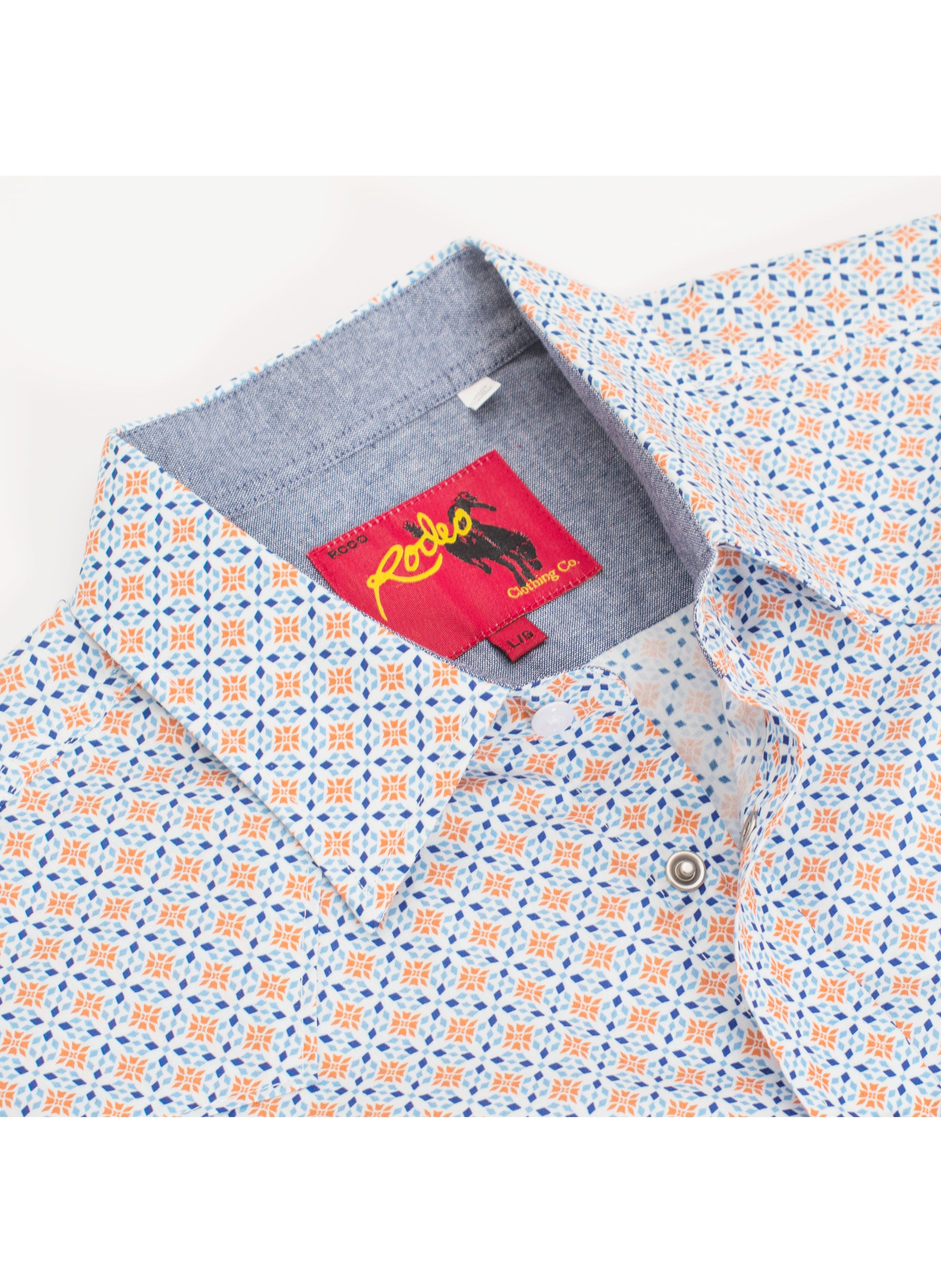 Men's Short Sleeve Pearl Snap Print Shirt-PS100S-1101