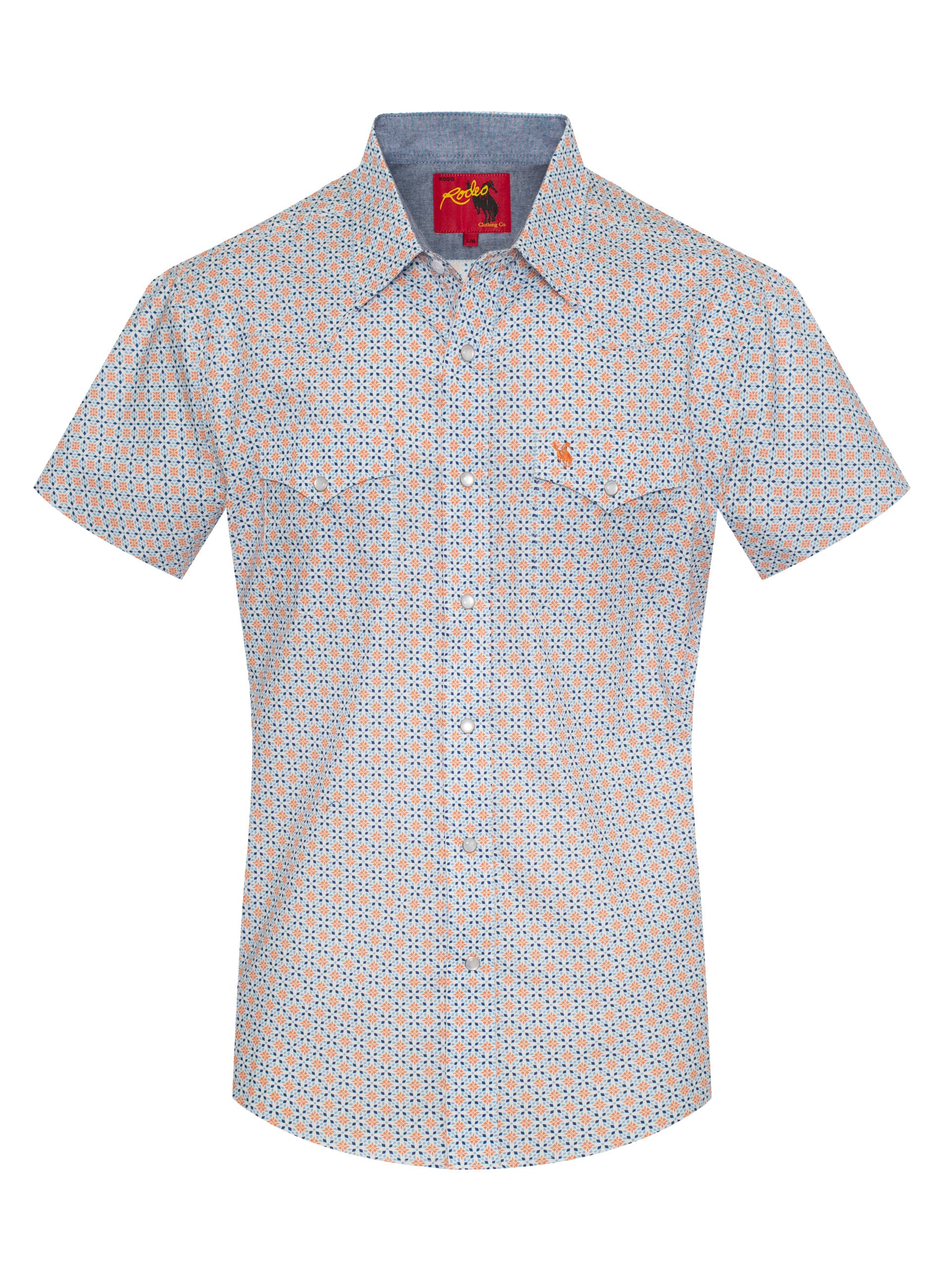 Men's Short Sleeve Pearl Snap Print Shirt-PS100S-1101