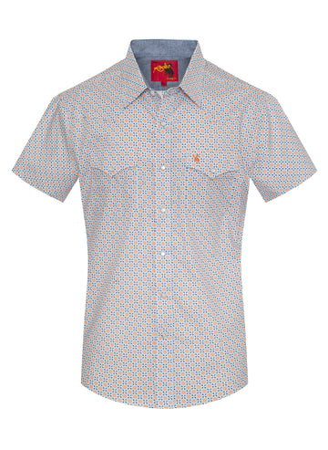 Men's Short Sleeve Pearl Snap Print Shirt-PS100S-1101
