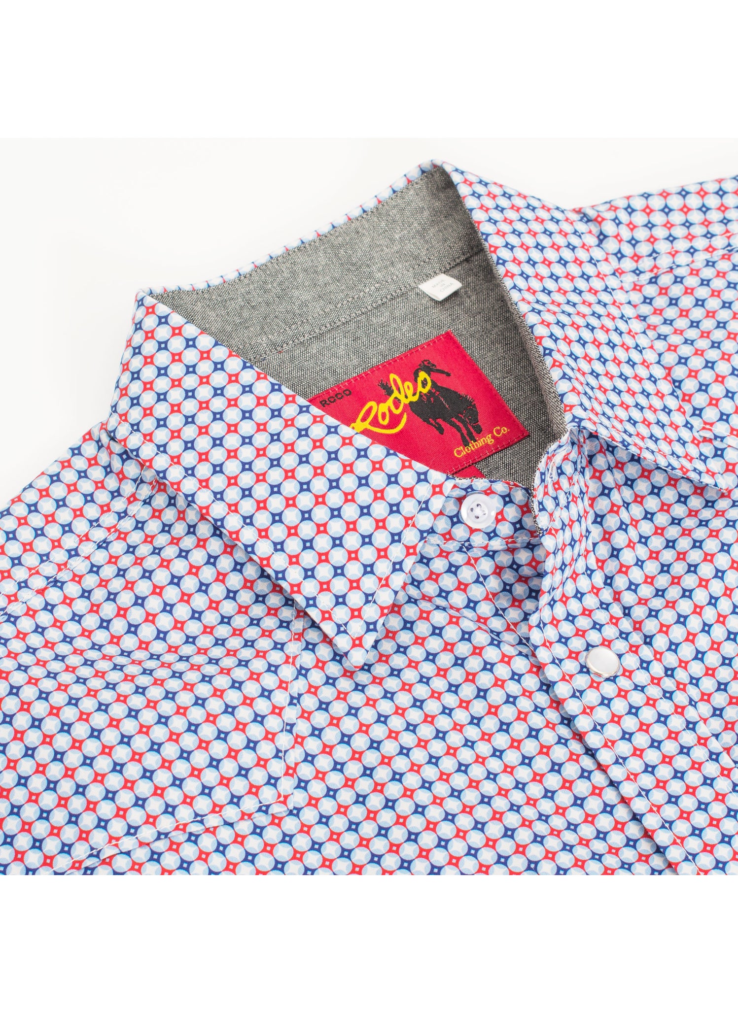 Men's Short Sleeve Pearl Snap Print Shirt-PS100S-1102