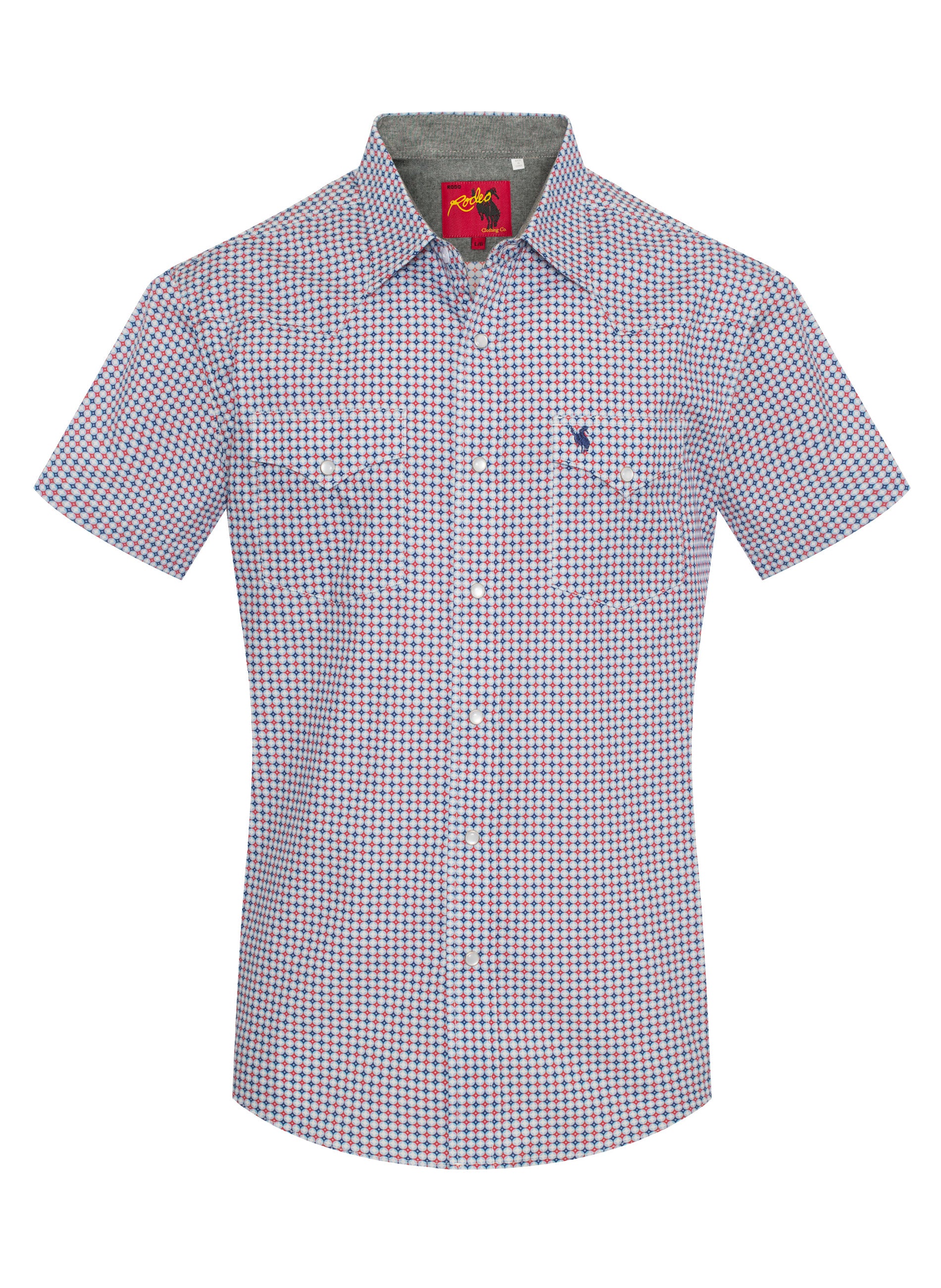 Men's Short Sleeve Pearl Snap Print Shirt-PS100S-1102