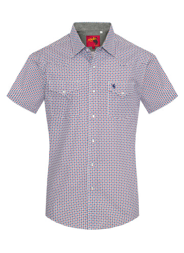 Men's Short Sleeve Pearl Snap Print Shirt-PS100S-1102