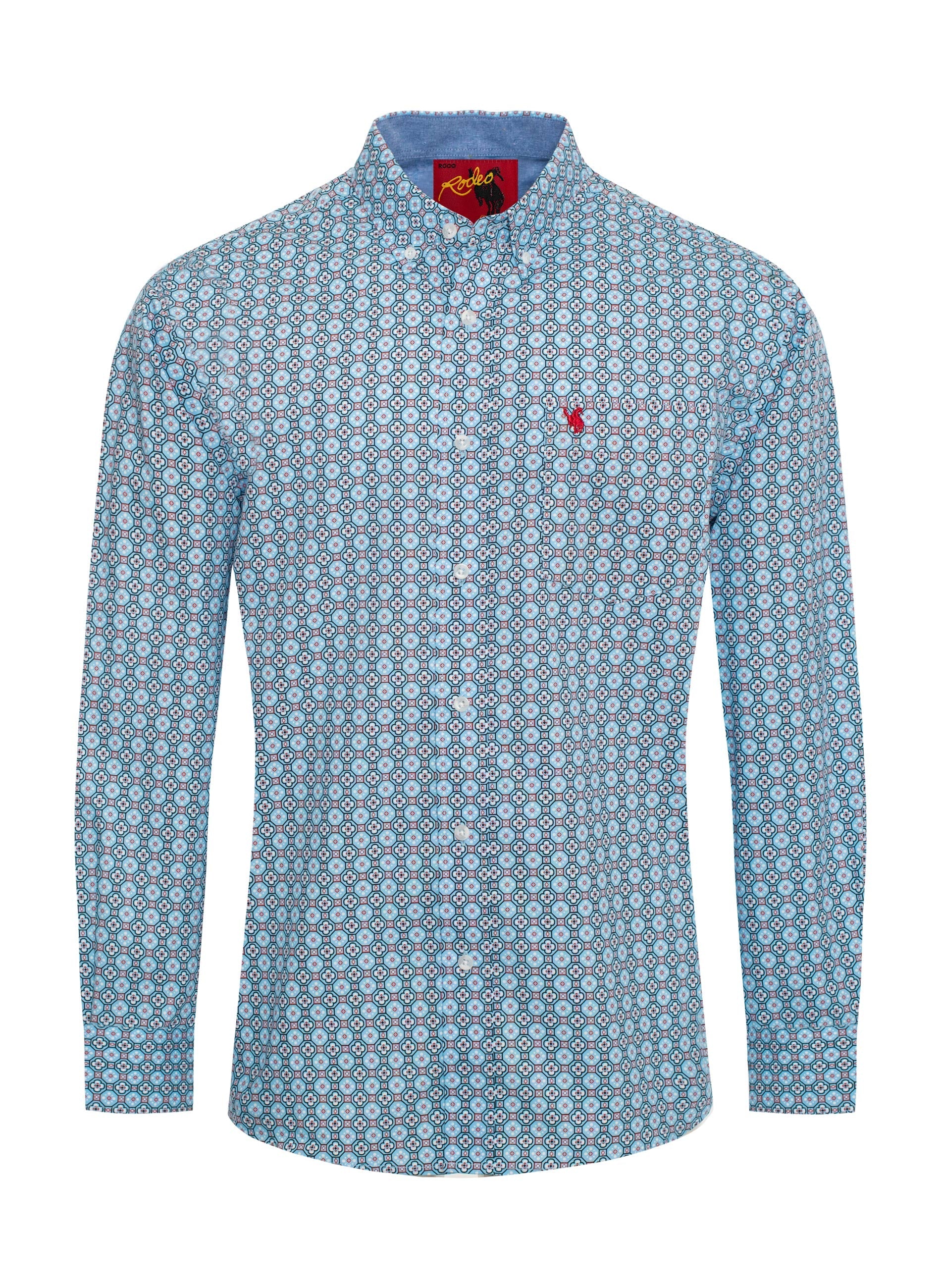 MEN'S 100% COTTON POPLIN PRINT SHIRTS-PS300L-3006