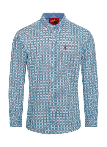 MEN'S 100% COTTON POPLIN PRINT SHIRTS-PS300L-3006