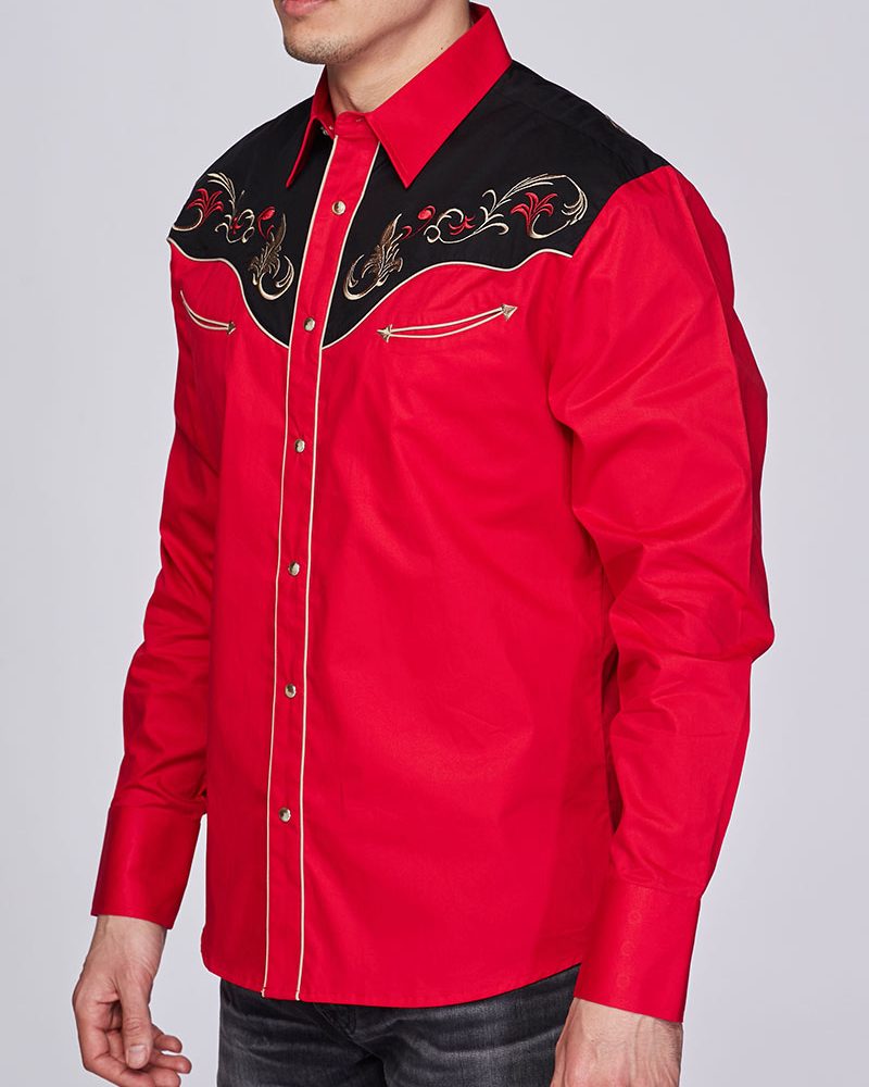 Men's Western Cowboy Embroidery Shirt-PS500-528 - Rodeo Clothing wholesale 