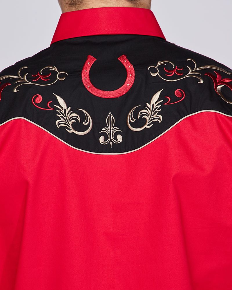 Men's Western Cowboy Embroidery Shirt-PS500-528 - Rodeo Clothing wholesale 
