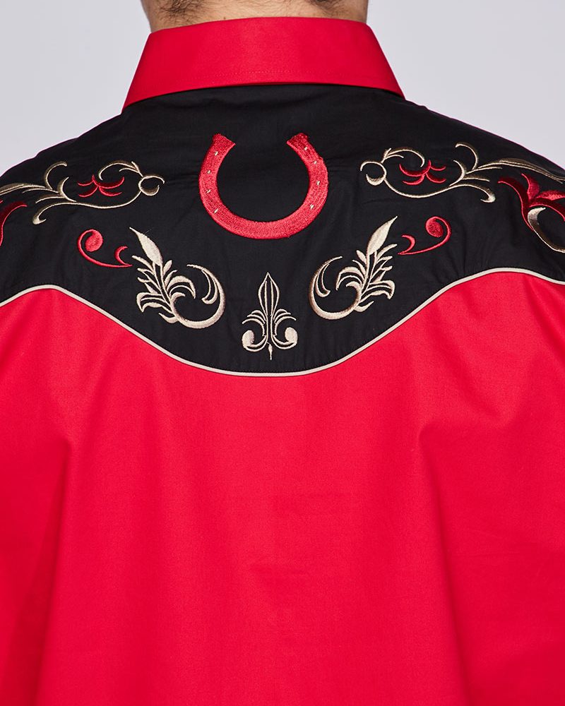 Men's Western Cowboy Embroidery Shirt  - PS500-528