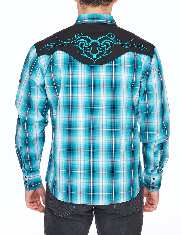 Men's Western Cowboy Embroidery Shirt-PS500-531 - Rodeo Clothing wholesale 