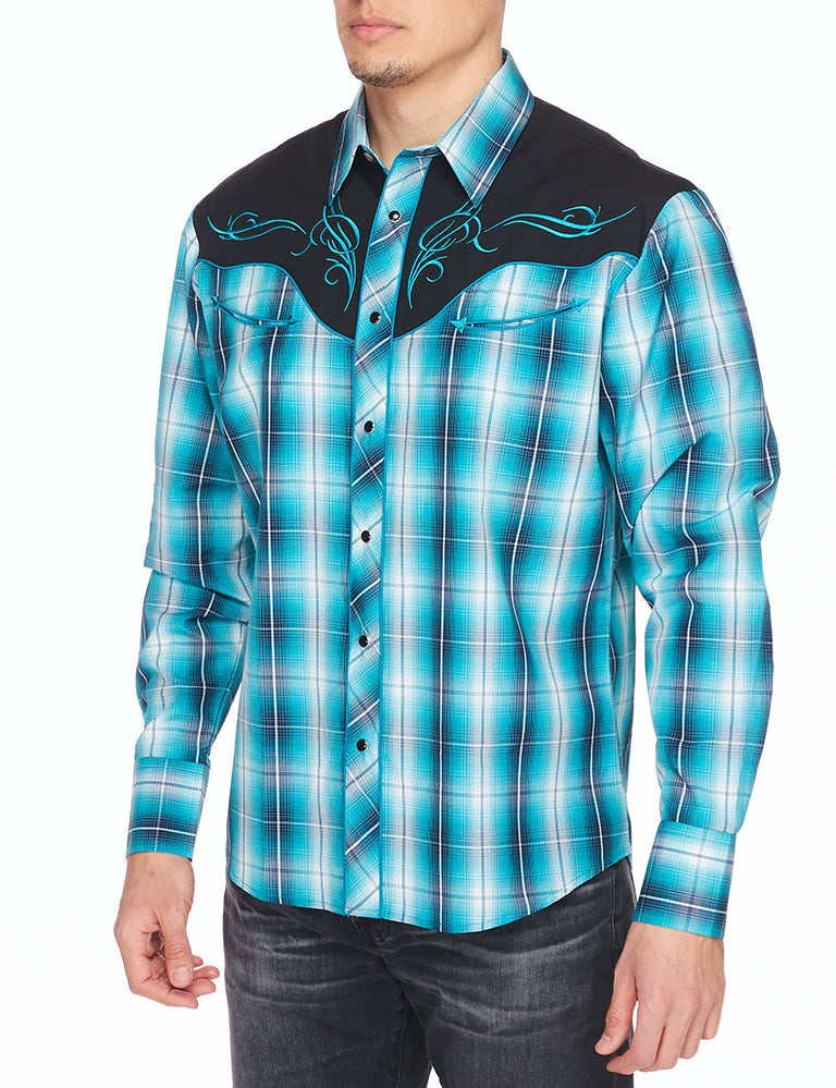Men's Western Cowboy Embroidery Shirt - PS500-531