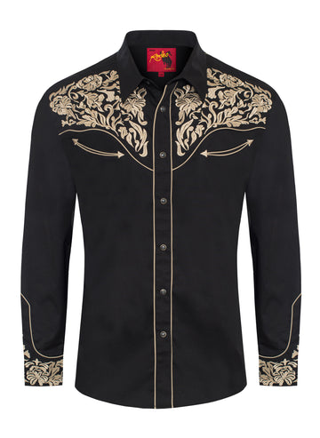 Men's Western Cowboy Embroidery Shirt-PS500L-EC-544