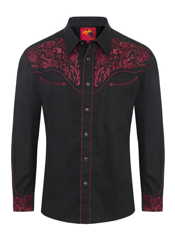 Men's Western Cowboy Embroidery Shirt-PS500L-EC-545