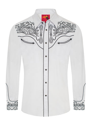 Men's Western Cowboy Embroidery Shirt-PS500L-EC-548