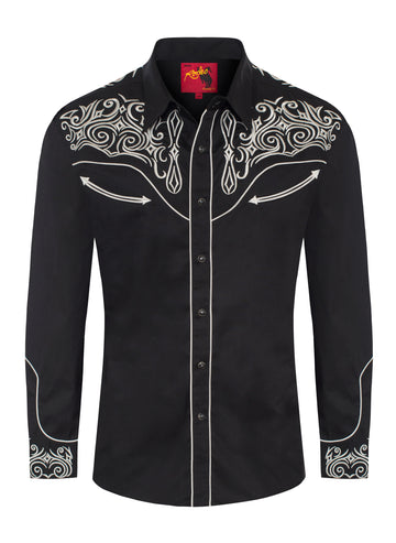 Men's Western Cowboy Embroidery Shirt-PS500L-EC-549