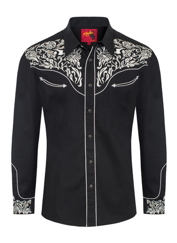 Men's Western Cowboy Embroidery Shirt-PS500L-EC-562