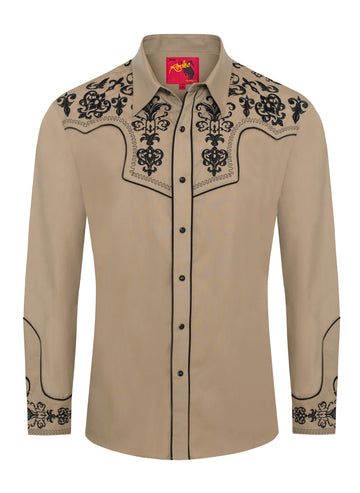 Men's Western Cowboy Embroidery Shirt-PS500L-EC-567