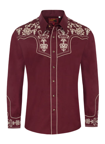 Men's Western Cowboy Embroidery Shirt-PS500L-EC-574