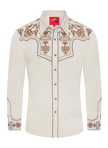 Men's Western Cowboy Embroidery Shirt-PS500L-EC-584