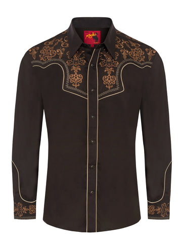 Men's Western Cowboy Embroidery Shirt-PS500L-EC-585