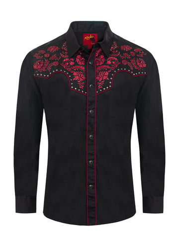 Men's Western Cowboy Embroidery Shirt-PS500D-1008 - Rodeo Clothing wholesale 