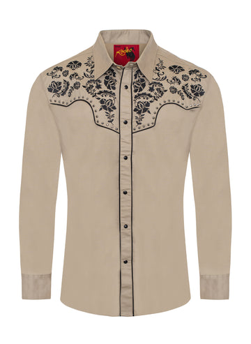 Men's Western Cowboy Embroidery Shirt-PS500D-1009 - Rodeo Clothing wholesale 