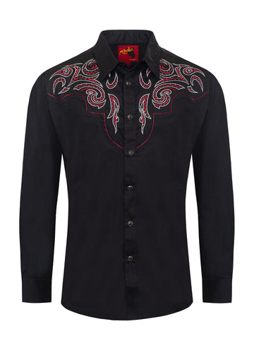 Men's Western Cowboy Embroidery Shirt-PS500D-1010 - Rodeo Clothing wholesale 