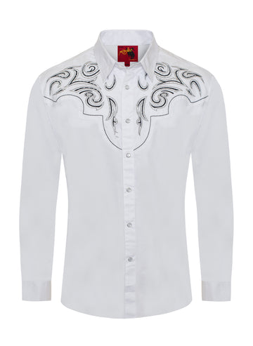 Men's Western Cowboy Embroidery Shirt-PS500D-1012 - Rodeo Clothing wholesale 