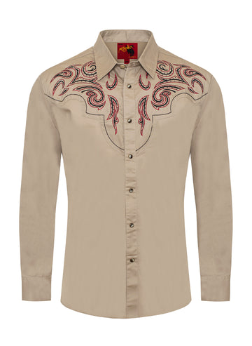 Men's Western Cowboy Embroidery Shirt-PS500D-1014 - Rodeo Clothing wholesale 