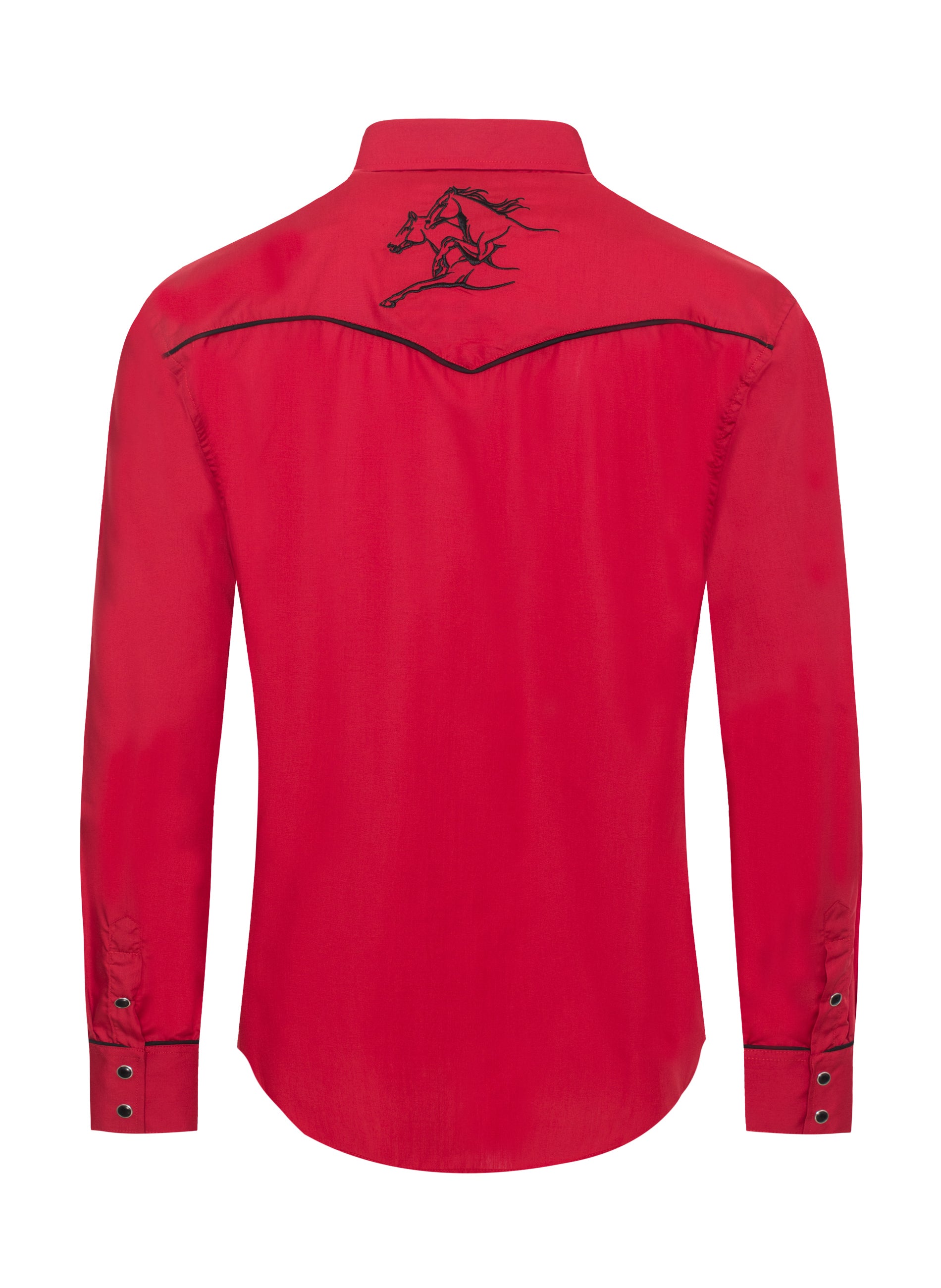 Men's Poly/Cotton L/S Horse Embroidery Western Shirts-PS560L-502 - Rodeo Clothing wholesale 