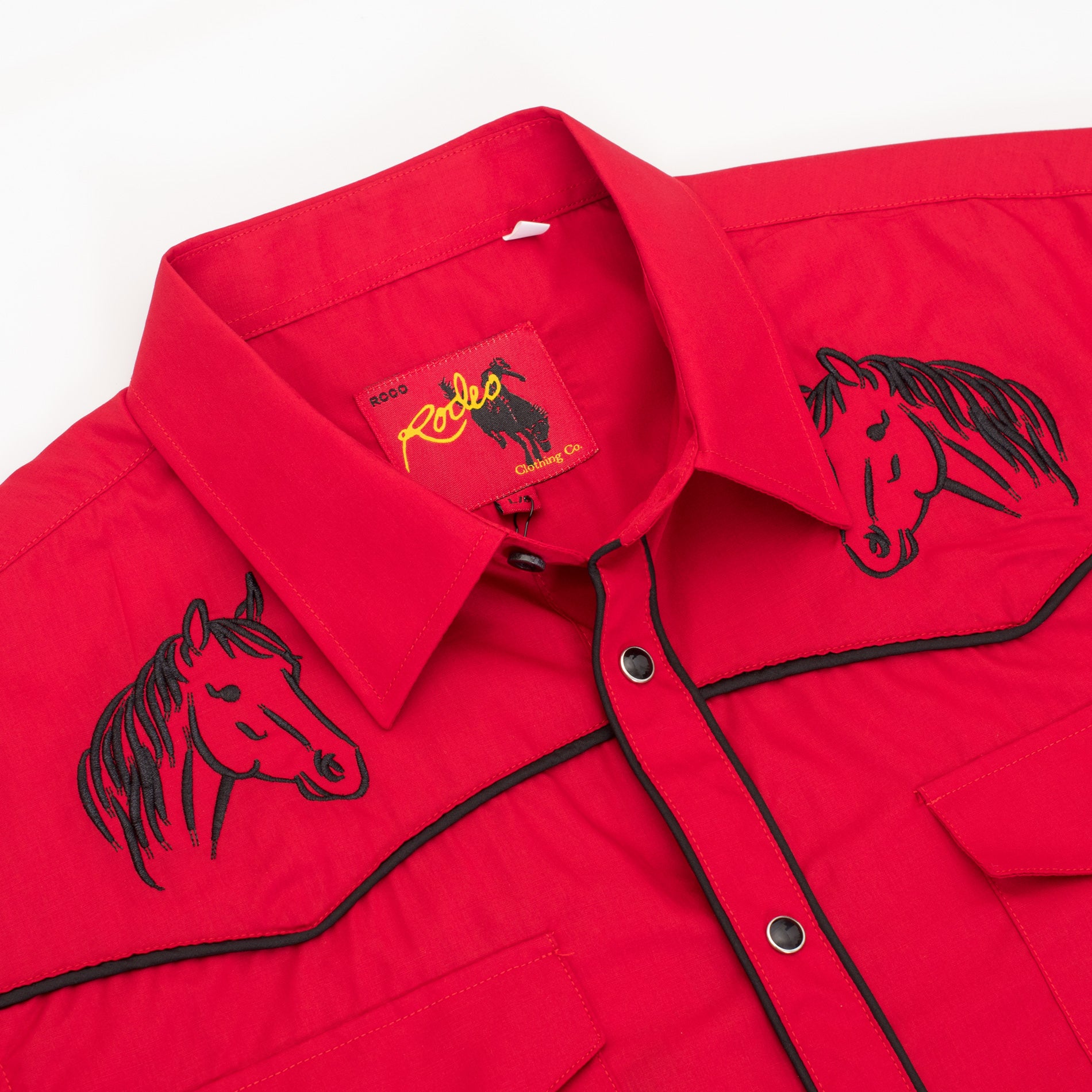 Men's Poly/Cotton L/S Horse Embroidery Western Shirts-PS560L-502 - Rodeo Clothing wholesale 