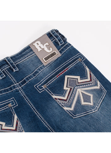 MEN'S COTTON/SPANDEX STRETCH FANCY SLIM STRAIGHT JEANS-RP500-513